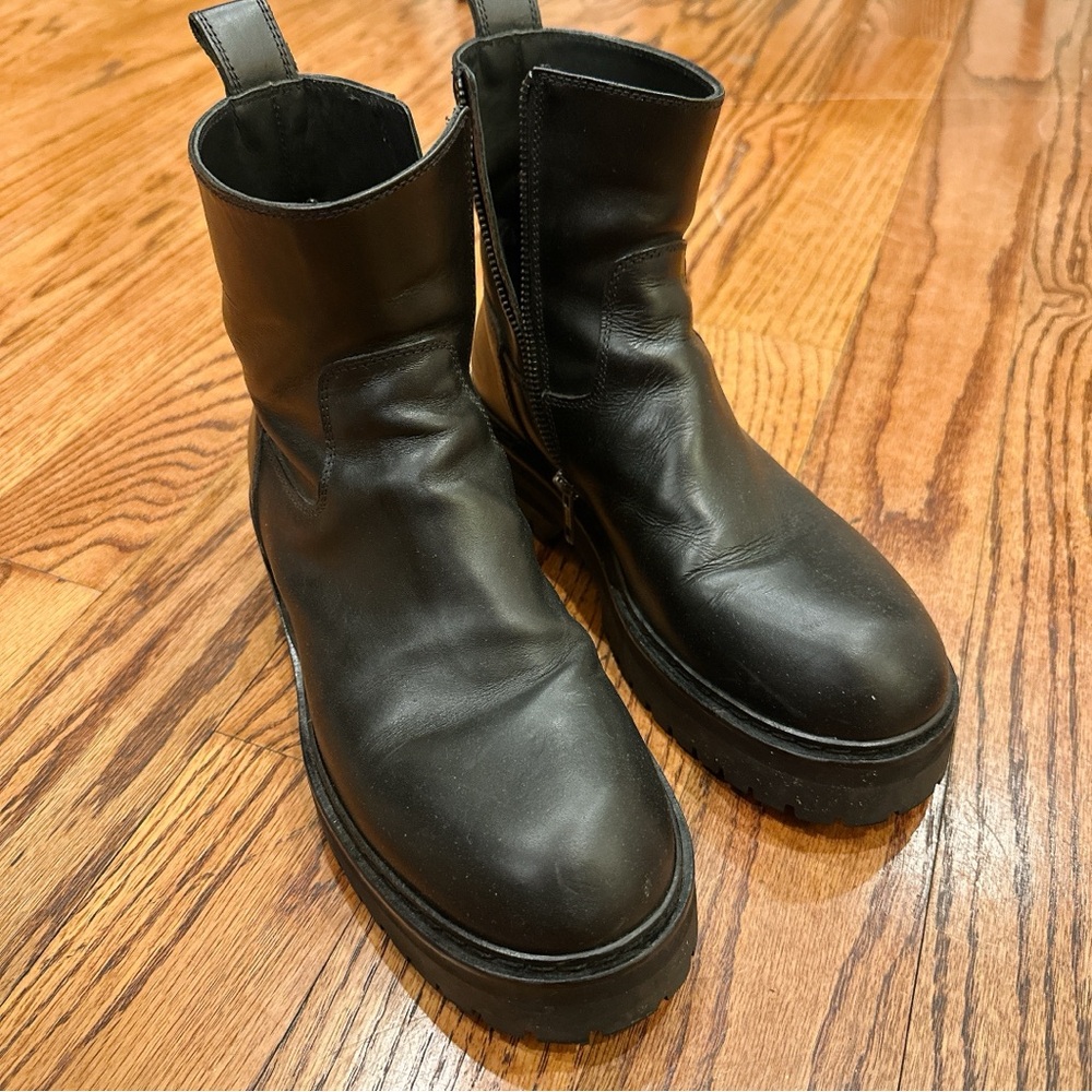 Ann Demeulemeester Leather Zip-Up Platform Ankle Boots